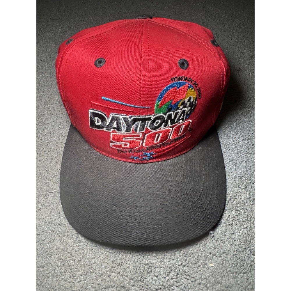 Vintage 2000 Daytona 500 Snapback‎ Hat NASCAR Checkered Flag Sports Red